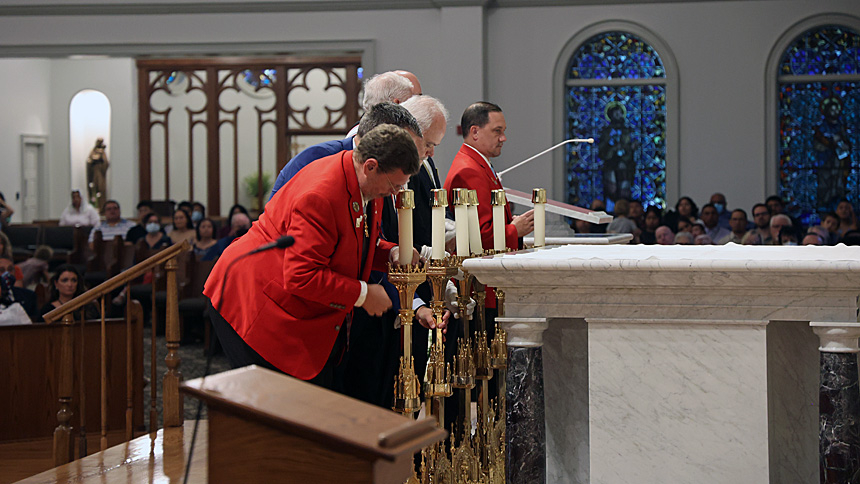 New altar is blessed to celebrate 25th anniversary of church building at St. Michael.