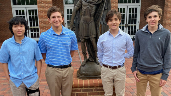 Isaac Lund (pictured third from left) said he began Service Beakers with fellow St. Michael Class of 2019 alums (left to right) Leo Ouyang, M.J. DiFiore and Joey Milazzo. (Photo courtesy of Isaac Lund) 